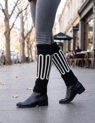 Merino Wool Legwarmers Black White Australia
